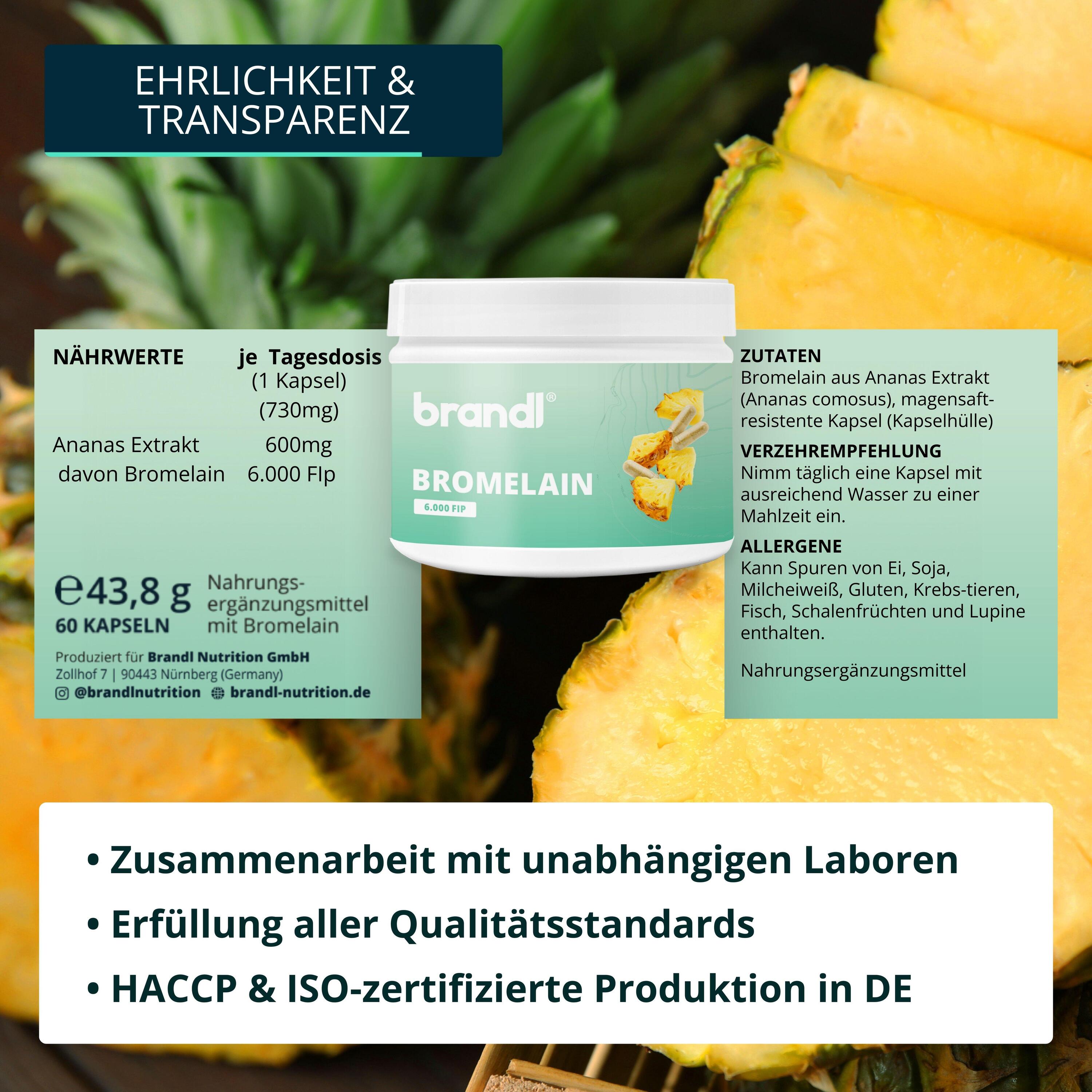 brandl® Bromelain hochdosiert | Enzyme aus der Ananas mit 6.000 F.I.P. 2/6