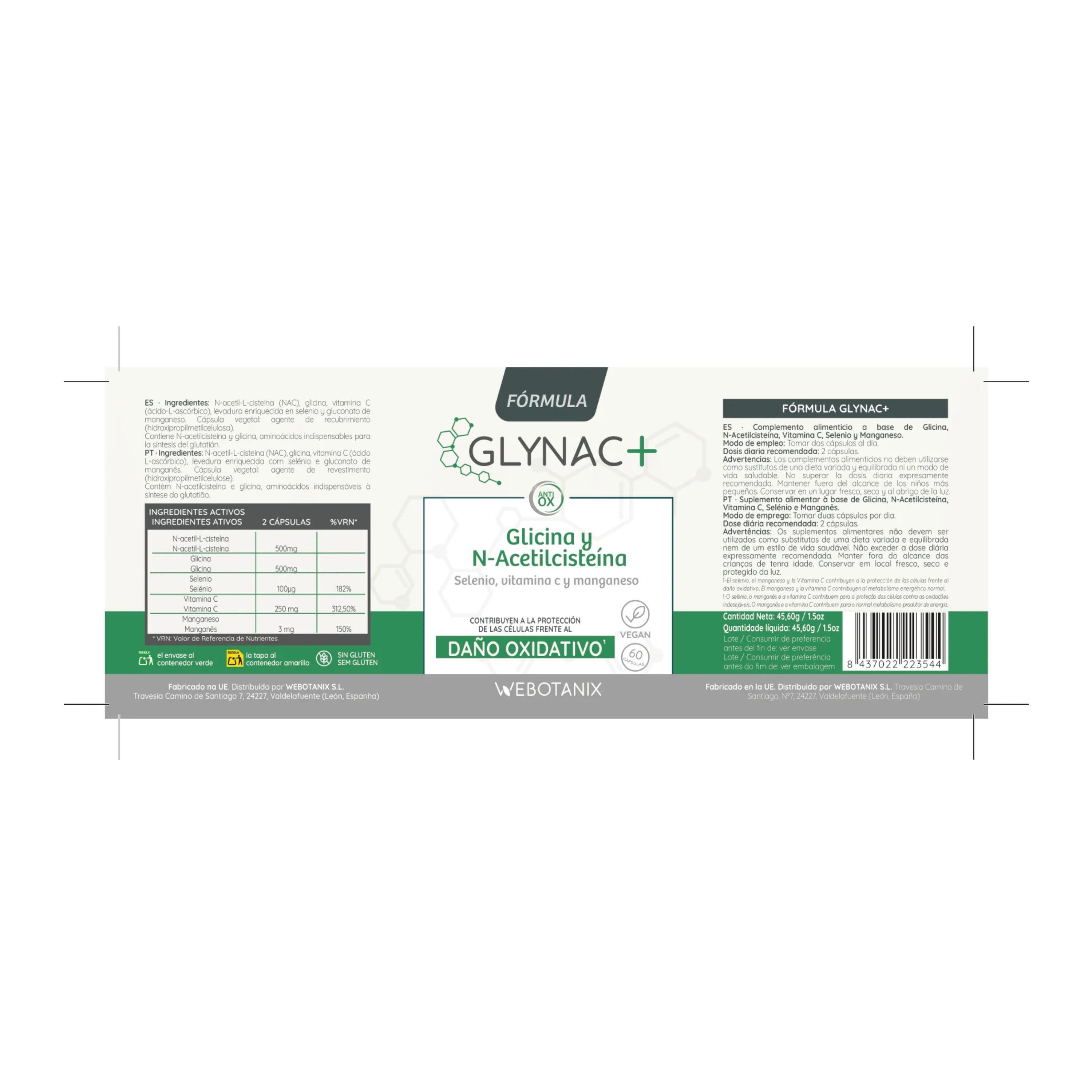 Fórmula GlyNAC+ com NAC, Glicina, Vitamina C e Selénio – 60 cápsulas 2/7