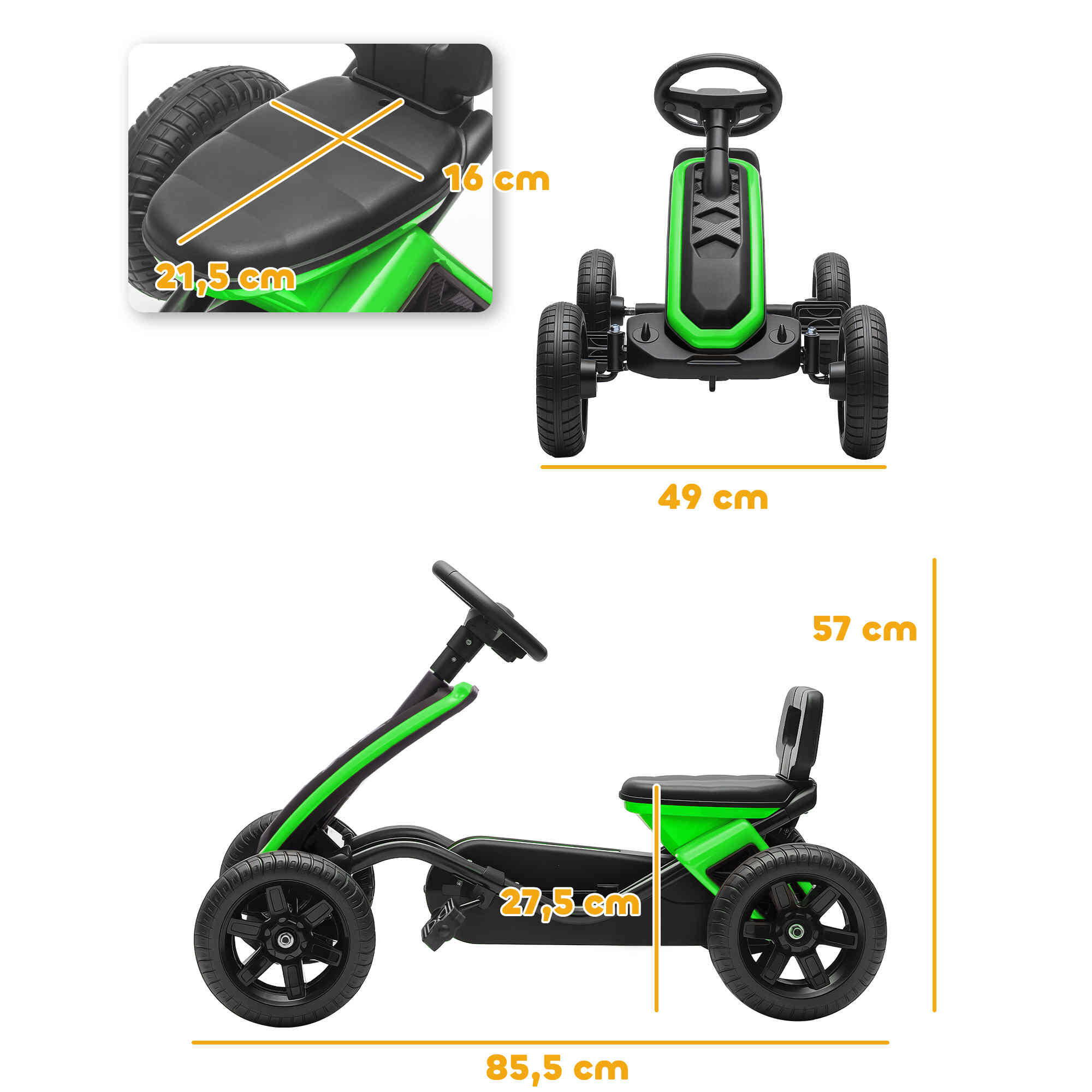 Kart a Pedales AIYAPLAY 85.5x49x57 cm Verde 3/6