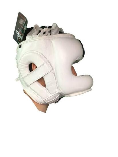 Protège-tête + protège-nez boxe homme/femme cuir blanc