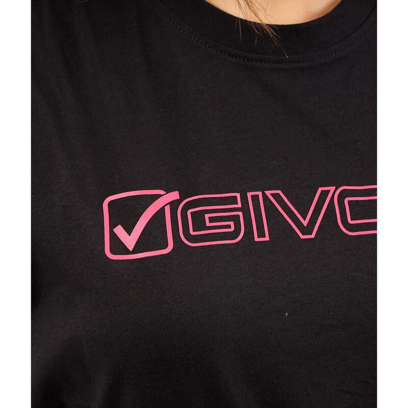 Tricou unisex Givova Mondo, bumbac 100% 170 g/m², negru/fuxia, S