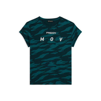 T-shirt camouflage con maniche ad aletta