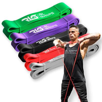 Set van 4 latex weerstandsbanden voor pull-ups en krachttraining rood-groen