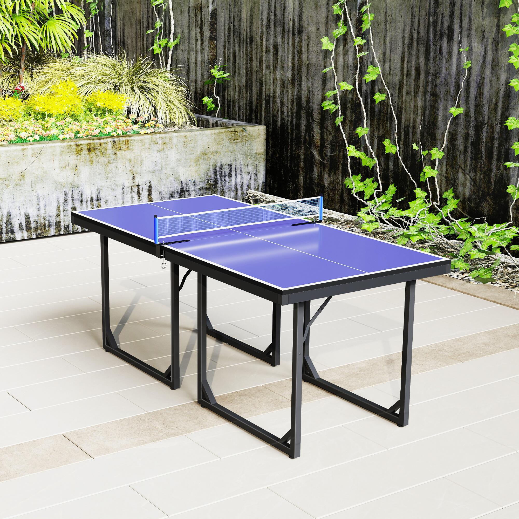Mesa de ping pong 182x91x76 cm azul HOMCOM 5/7