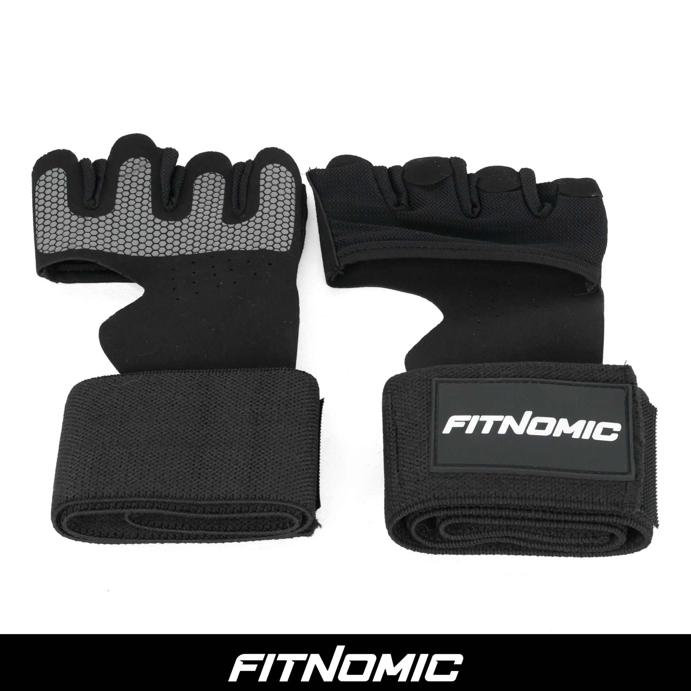 Half-Finger Gloves with Wrist Wrap Model FN-1-1031-BL-L - FITNOMIC