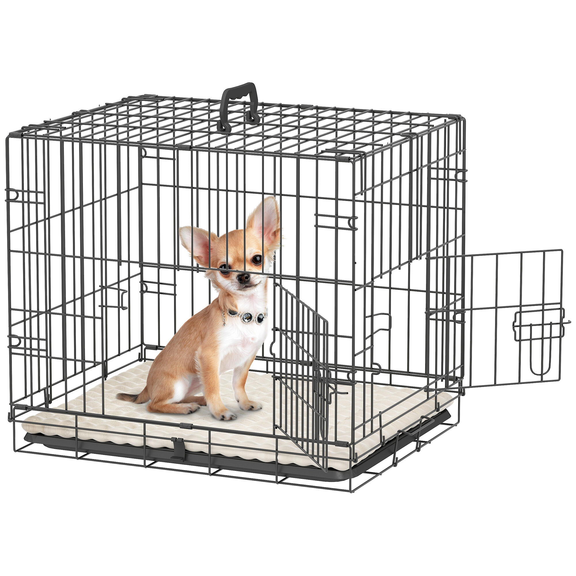 PAWHUT Gaiola para cães 60x40x50 cm preto PawHut