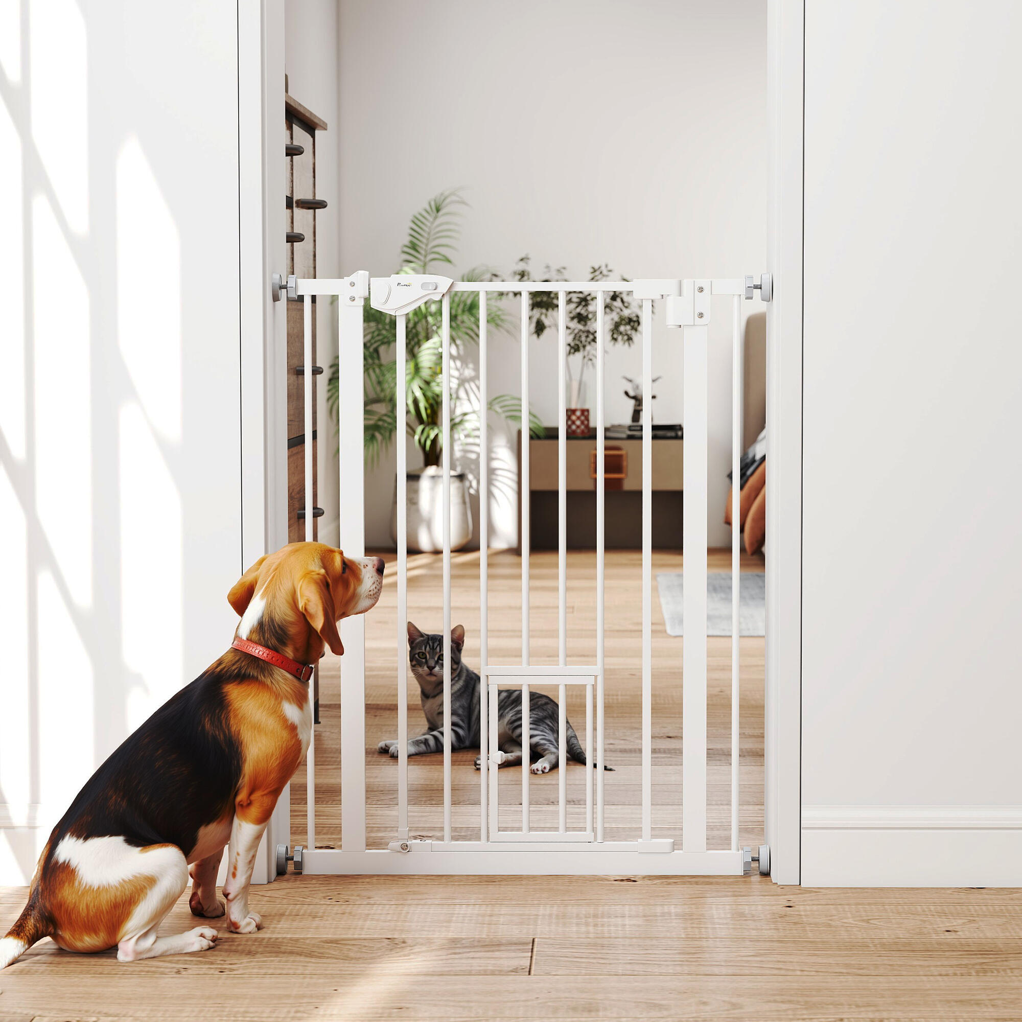 Barreira de Segurança para Cães PawHut 68x91,4 cm Branco 5/7