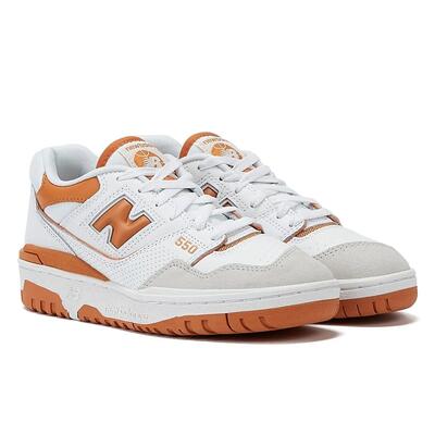 Scarpe - basket - uomo - pelle e suède low-top - 550 - bianco/arancione bruciato