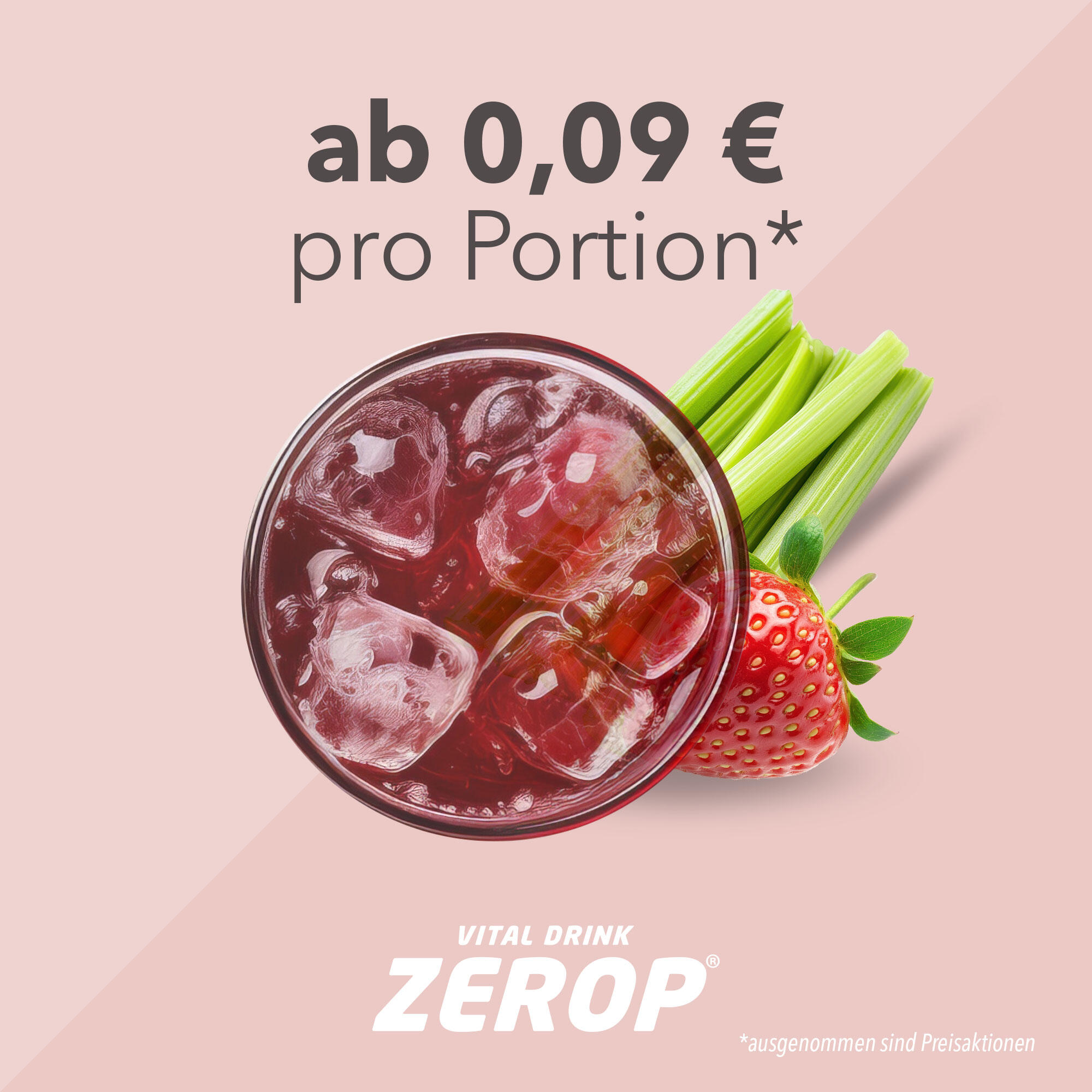 Vital Drink Zerop - Erdbeere Rhabarber - 1000 ml Flasche 4/5