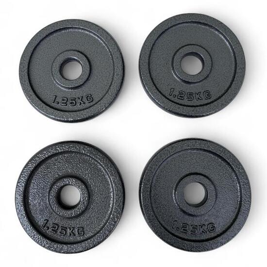 4 X Disco Ghisa Nero 125 Kg Foro ø25mm Per Bilanciere Manubri Palestra Home Fit