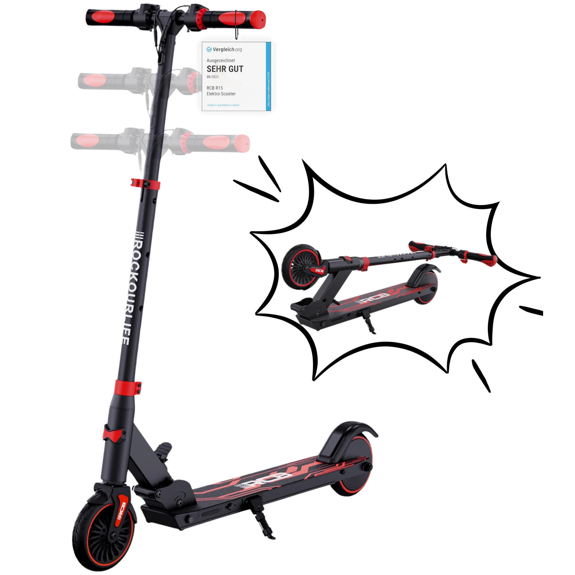 Rcb - Trottinette Électrique Enfant Pliable Rcb-r15 - Trottinette Électrique - Rouge - No Size - Decathlon