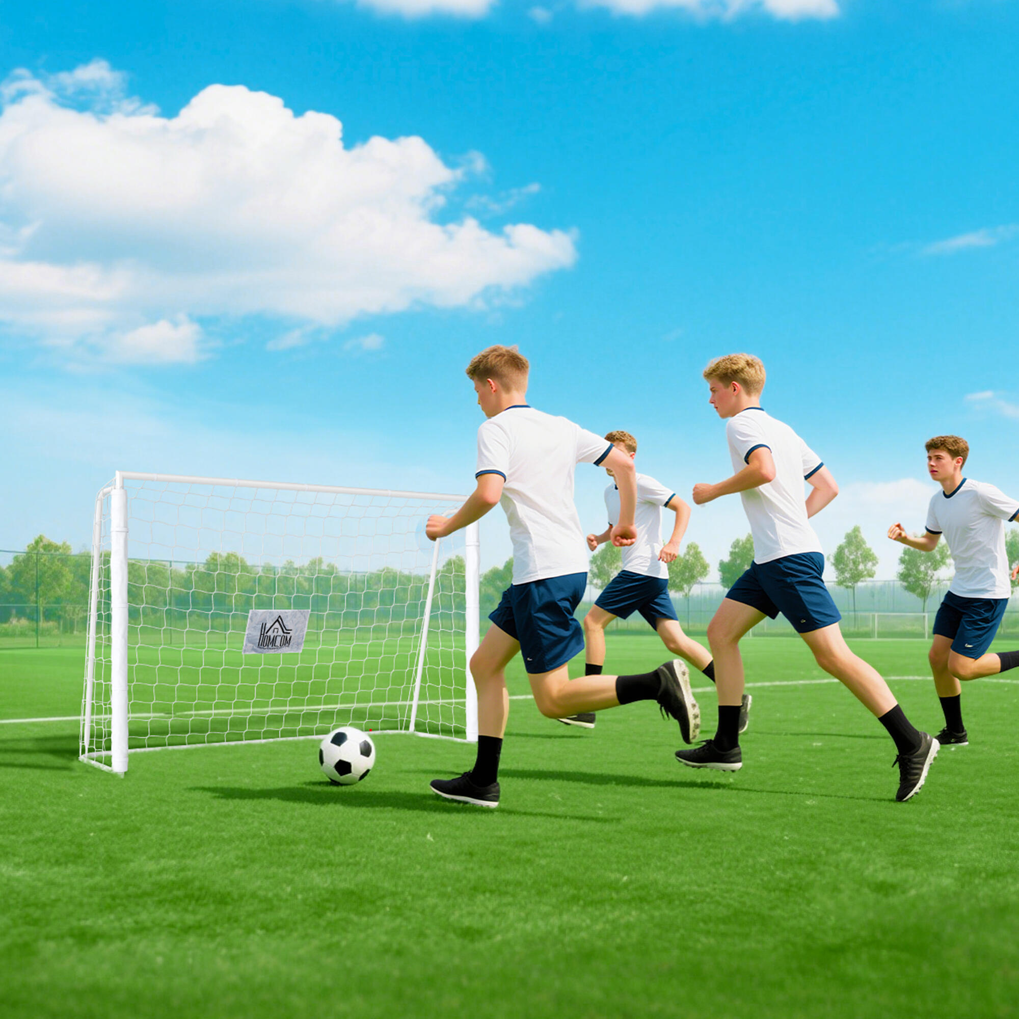 Portería de Fútbol HOMCOM 186x62x123 cm Blanco 6/7