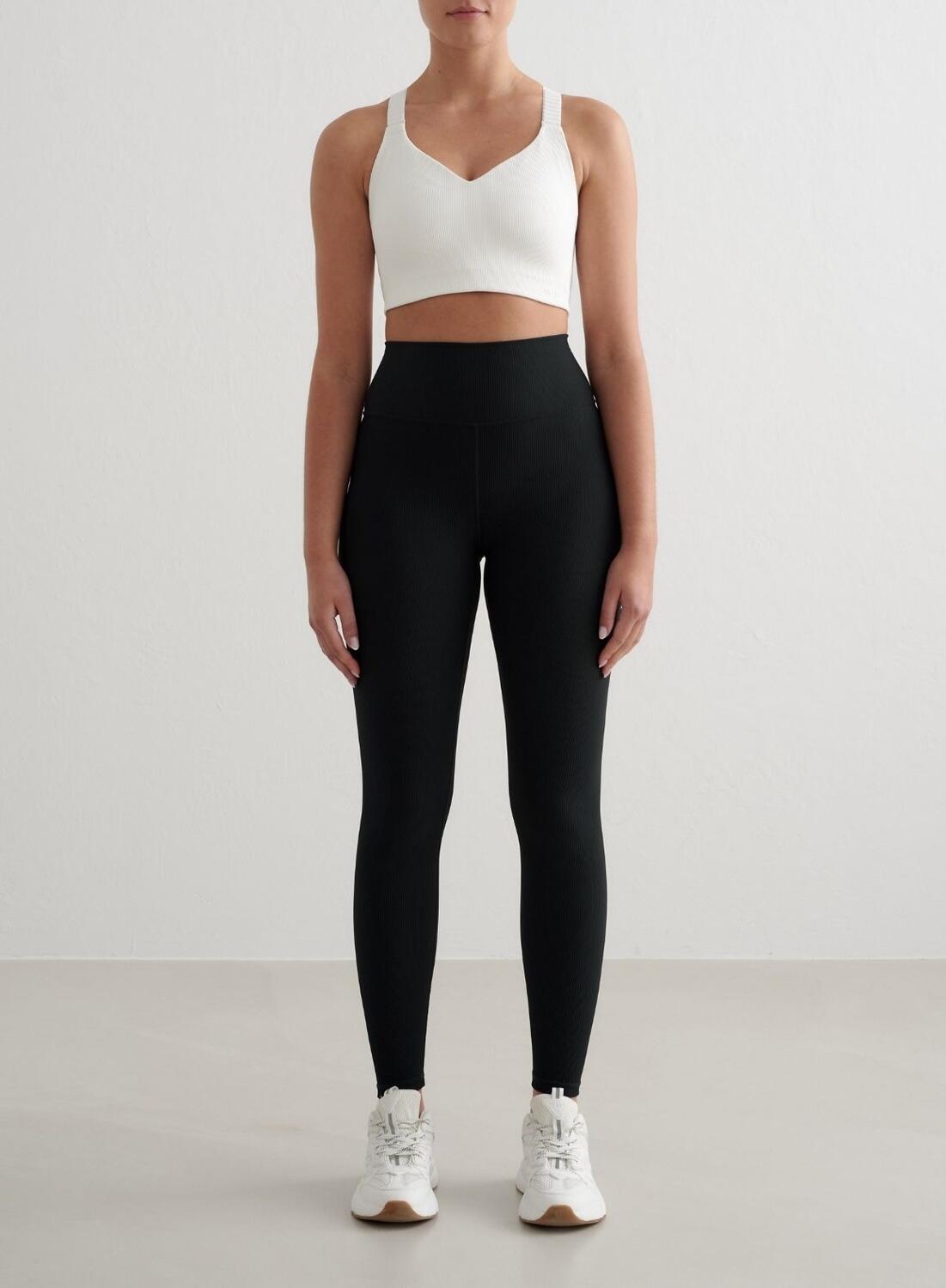 Femme Soutien-gorge de sport Maintien Élevé Côtelé Dos Croisé Blanc 5/6