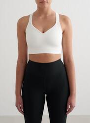 Femme Soutien-gorge de sport Maintien Élevé Côtelé Dos Croisé Blanc