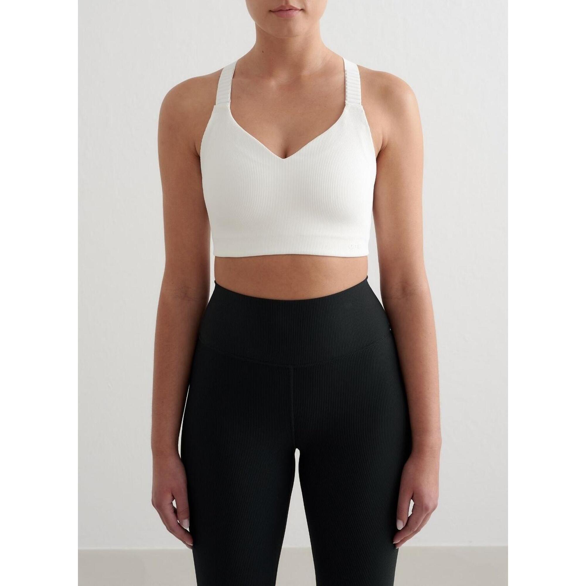 Aim'n - Femme Soutien-gorge De Sport Maintien Élevé Côtelé Dos Croisé Blanc - Brassière - Blanc - 32 3xs - Decathlon