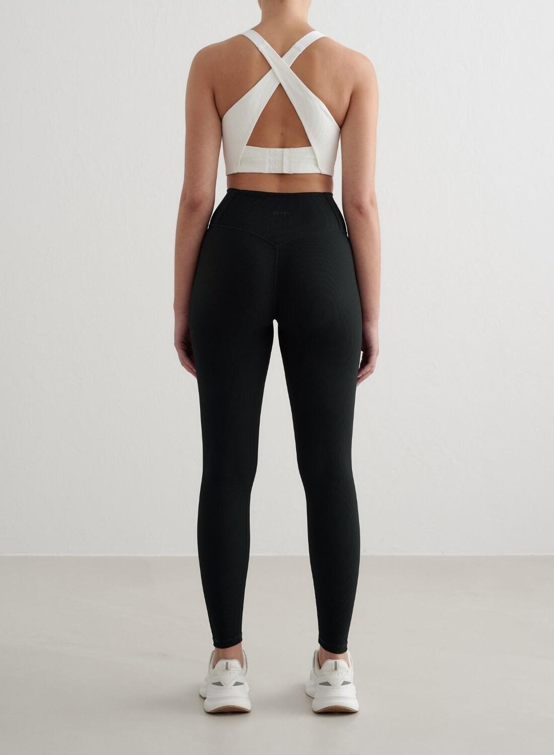Femme Soutien-gorge de sport Maintien Élevé Côtelé Dos Croisé Blanc 6/6