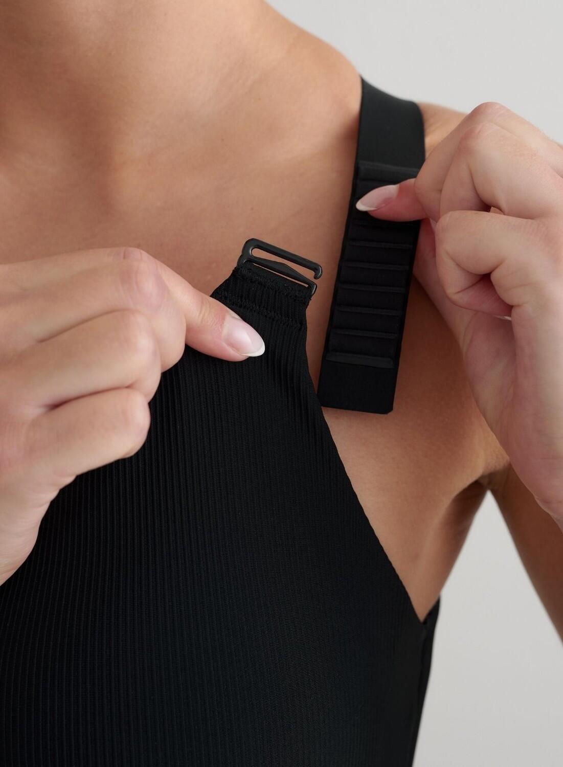 Femme Soutien-gorge de sport Maintien Élevé Côtelé Dos Croisé Noir 3/6