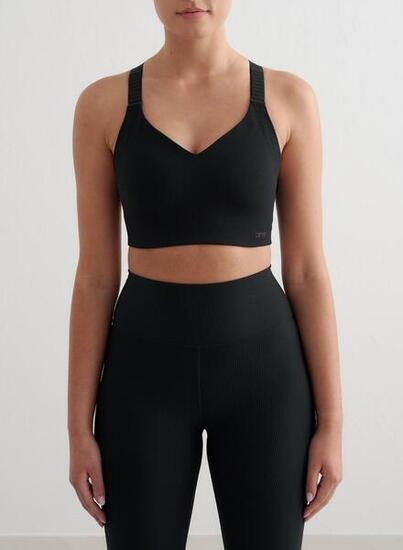 Damen Sport-BH Starker Halt Gerippt Gekreuzter Rücken Weiß