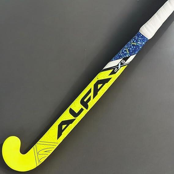 Hockeyschläger – AX5 Fluro Gelb, 50 % Carbon, Tasche & Ball 3/6
