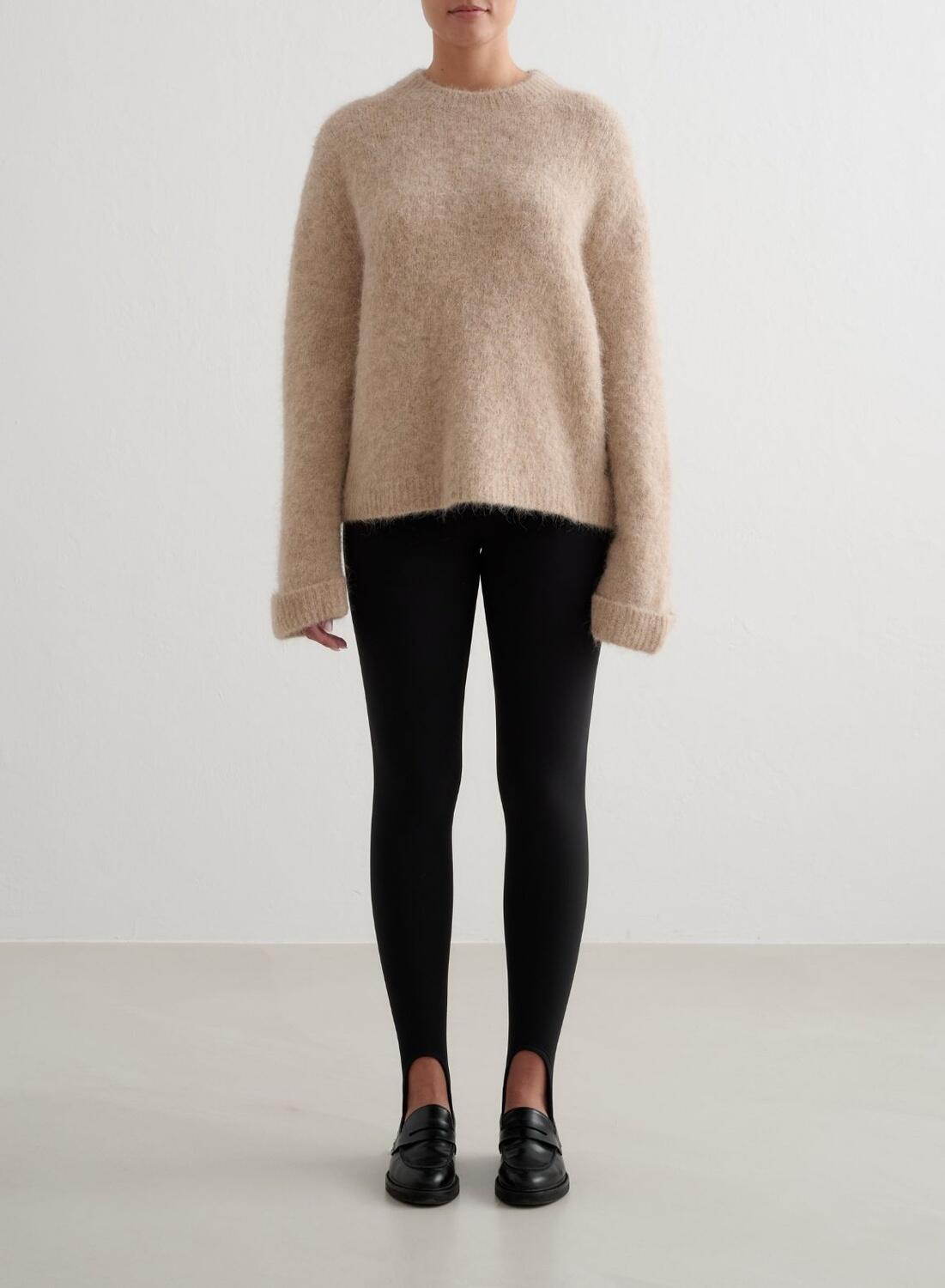 Mujer Suéter Punto de lana de Alpaca Beige Oscuro 3/6