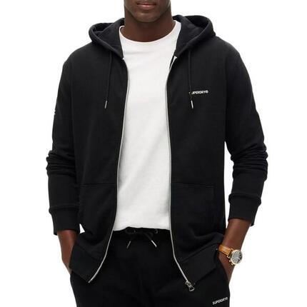 Sweat Zippé Noir Homme Superdry Plain Hood