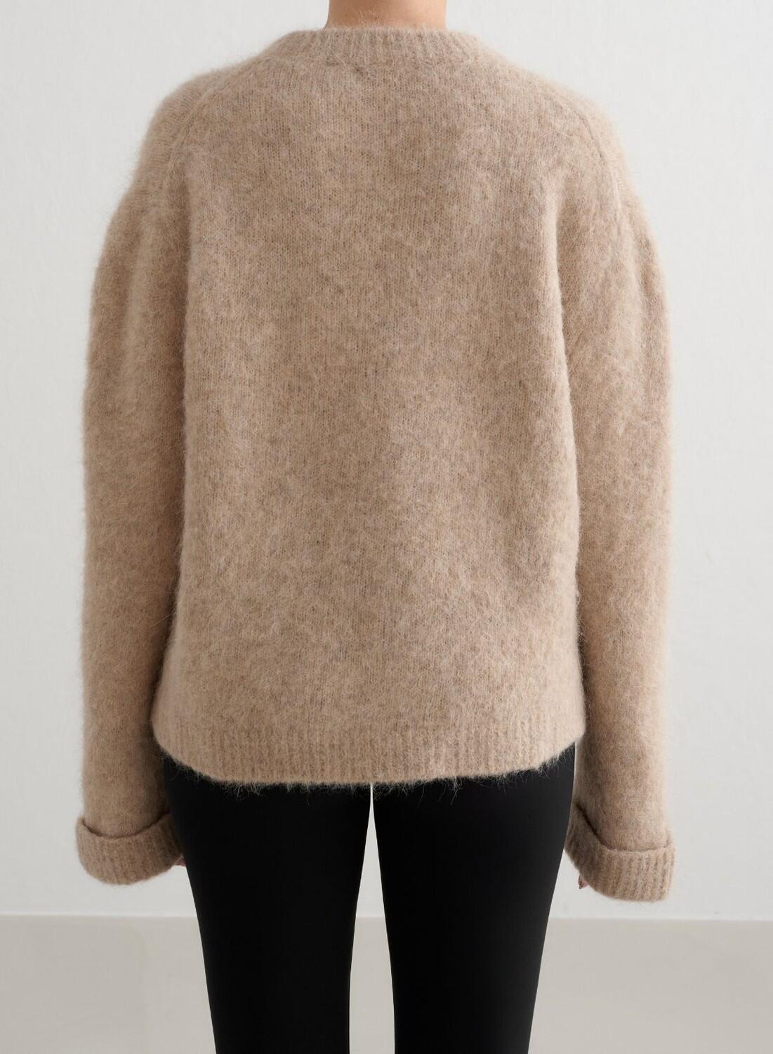 Mujer Suéter Punto de lana de Alpaca Beige Oscuro 2/6