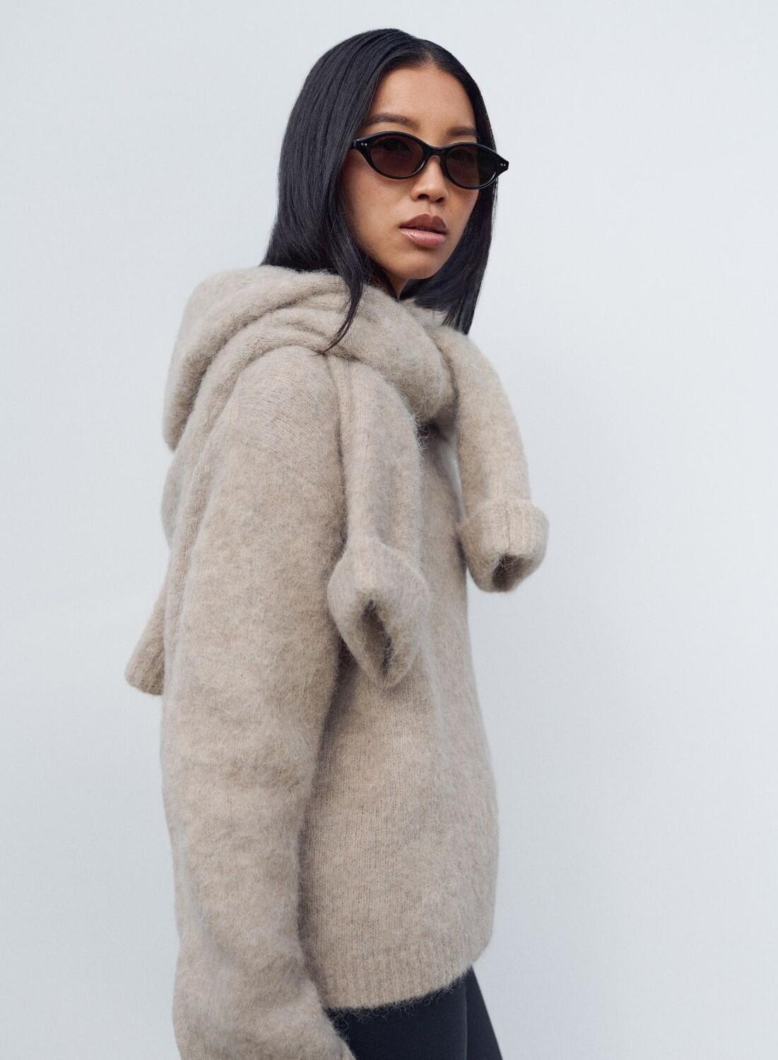 Mujer Suéter Punto de lana de Alpaca Beige Oscuro 6/6