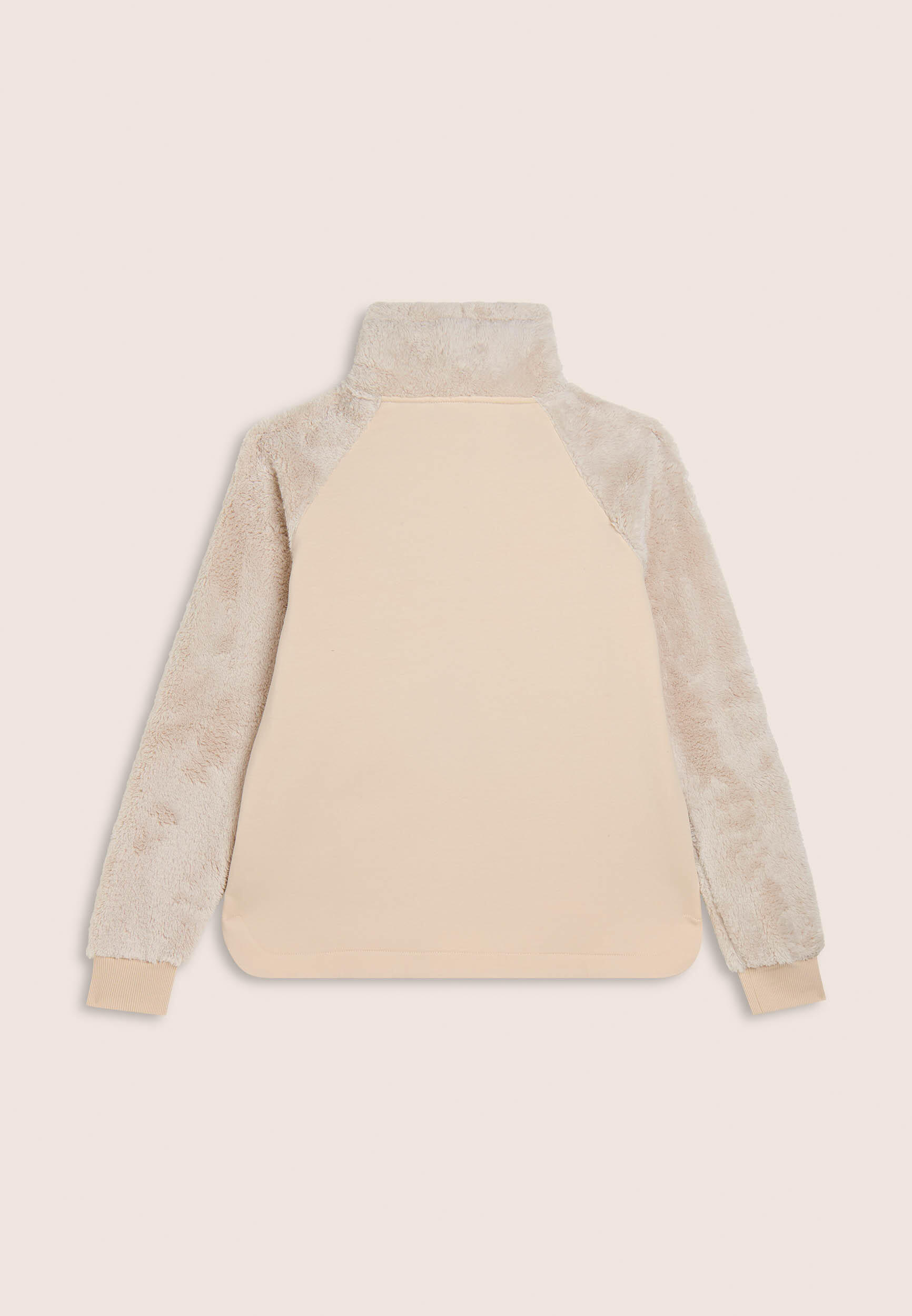 Felpa con zip e collo alto, maniche e collo in pile sherpa 2/3