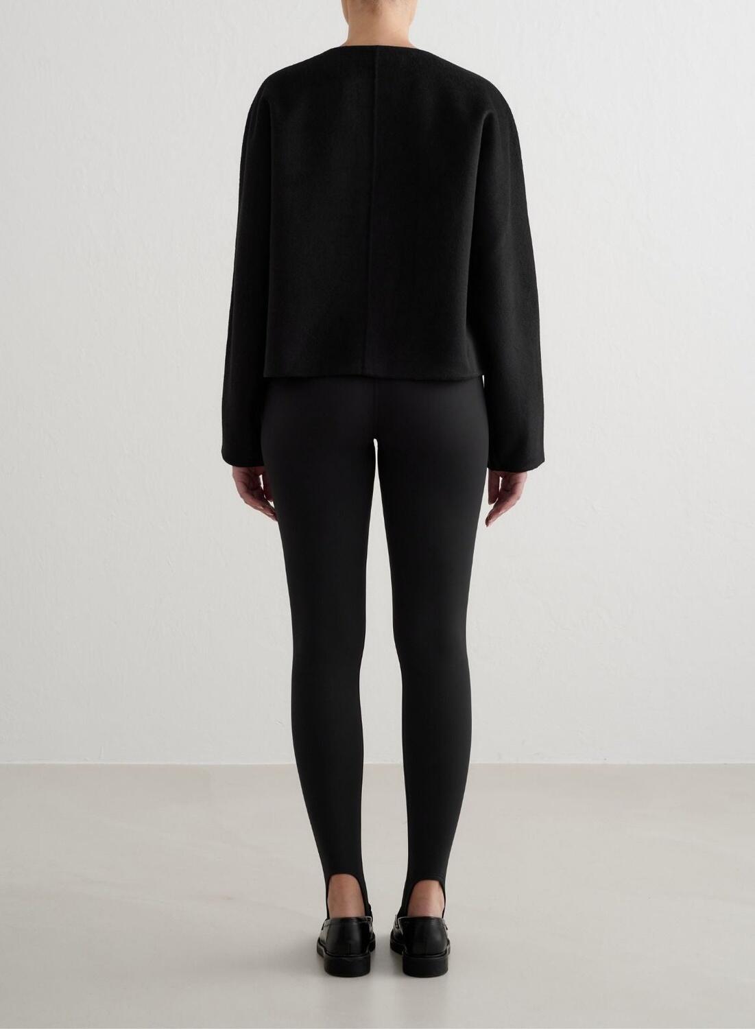 Mujer Sudadera de Lana con Cuello en V Negro 4/6