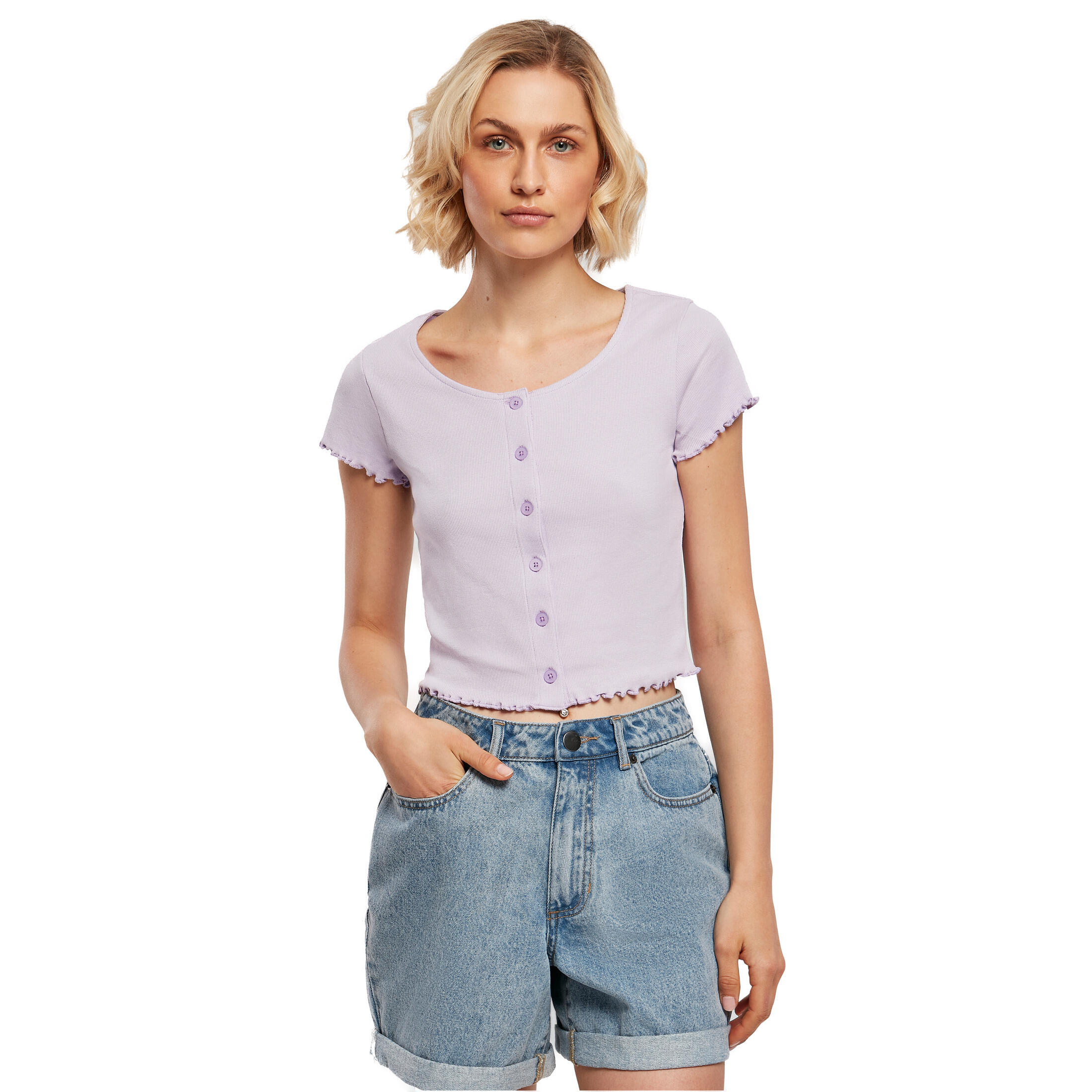 URBAN CLASSICS Women's ribbed button-down short t-shirt Urban Classics GT