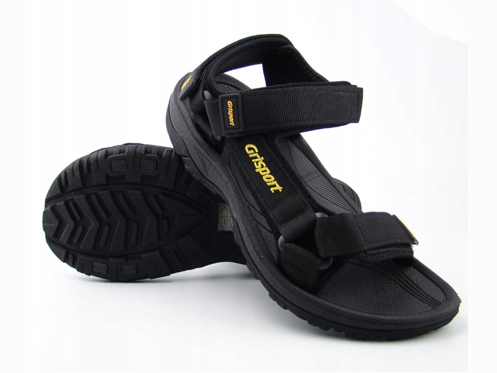 SANDAŁY męskie GRISPORT sportowe GR-25-34-9020M na rzepy czarne na lato 44 6/7