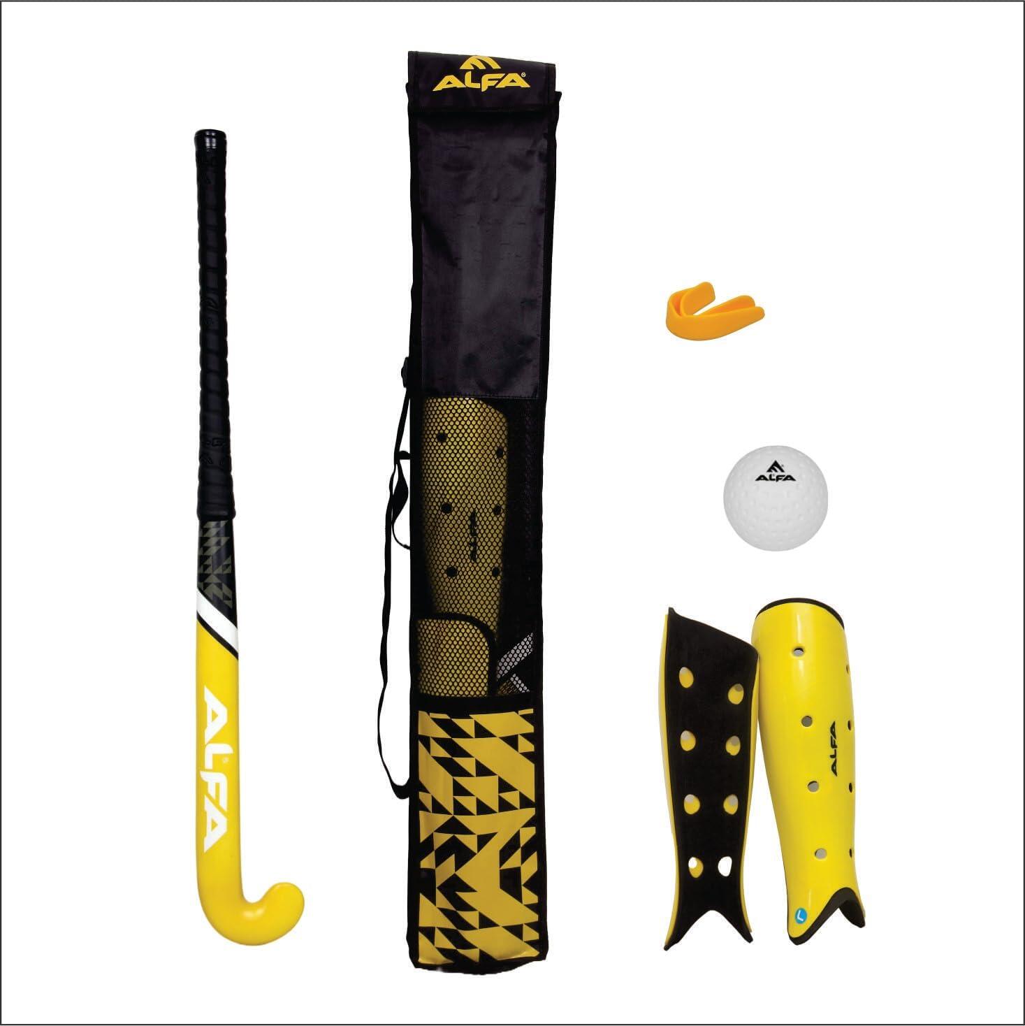 Alfa Composite Hockey Set – Gelb, Komplettes Feldhockey Kit 1/7