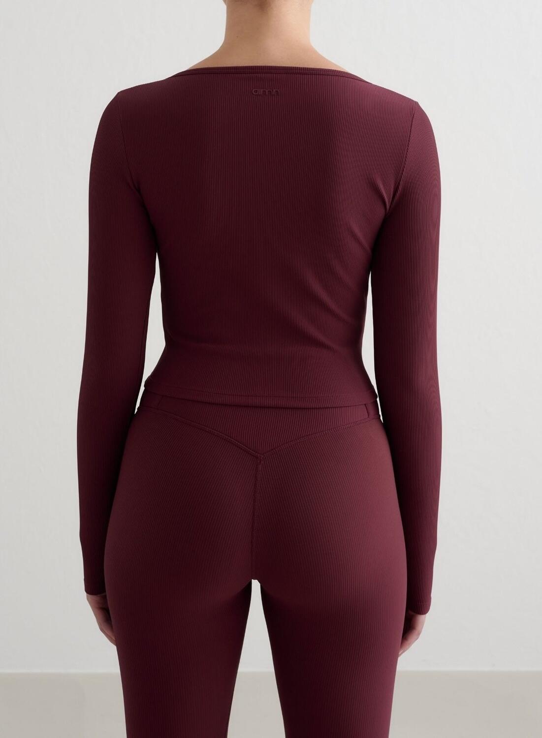 Femme Cardigan Fermeture Éclair Côtelé Séchage Rapide Cerise 2/6