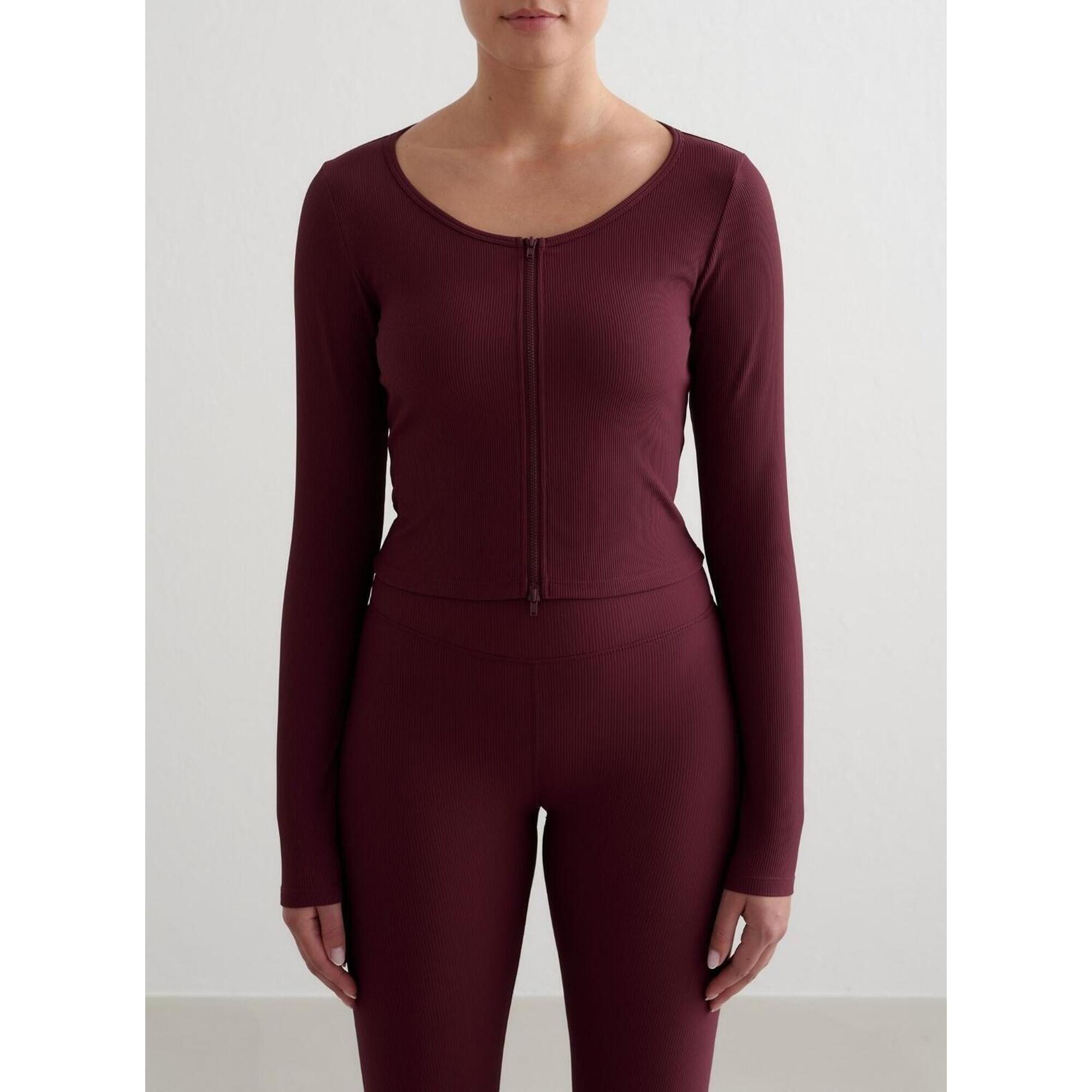 Aim'n - Femme Cardigan Fermeture Éclair Côtelé Séchage Rapide Cerise - Veste - Rouge - Decathlon