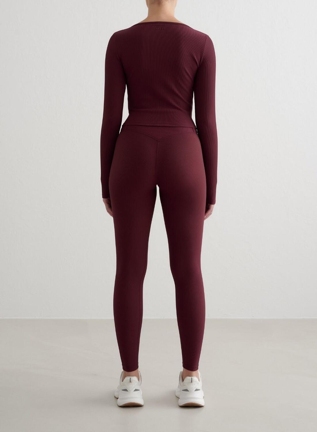 Femme Cardigan Fermeture Éclair Côtelé Séchage Rapide Cerise 4/6