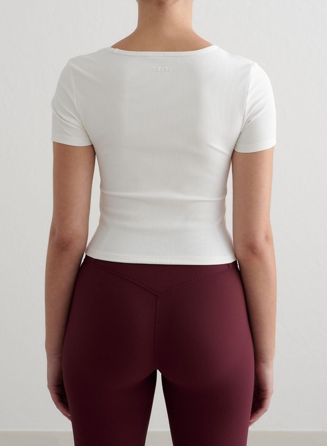 Damen Kurzarmshirt Schnelltrocknend second skin Gerippt Performance Weiß 2/4