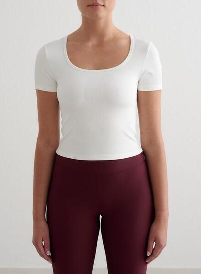 Damen Kurzarmshirt Schnelltrocknend second skin Gerippt Performance Weiß