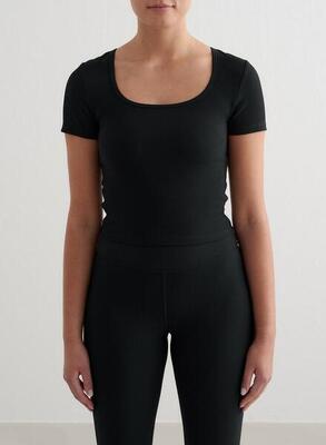 Dames t-shirt korte mouw geribbeld sneldrogend wit