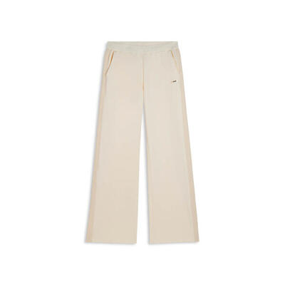 Pantaloni wide leg in felpa garzata e inserti a trecce