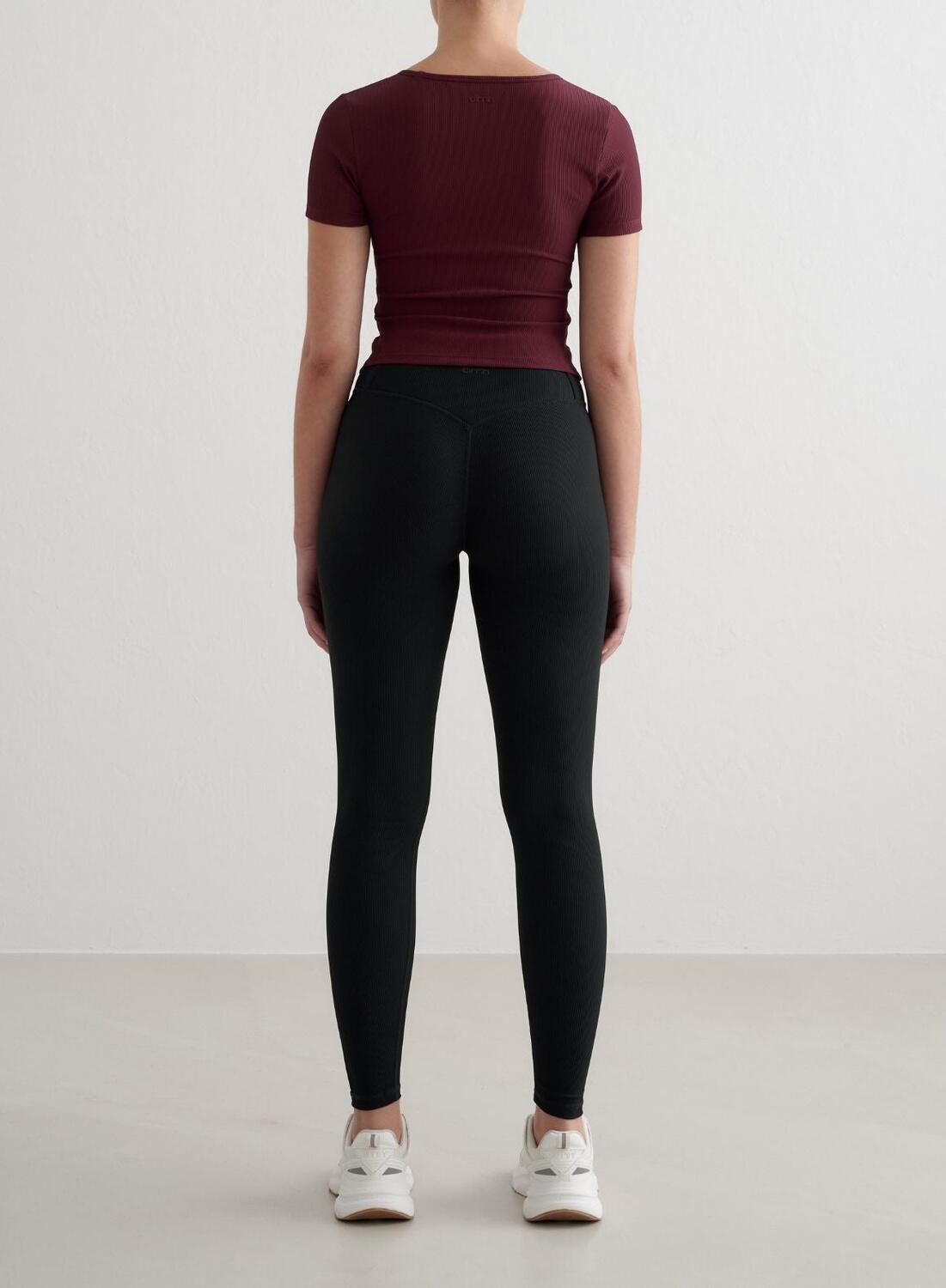 Femme T-shirt Manches Courtes Côtelé Séchage Rapide Cerise 4/4