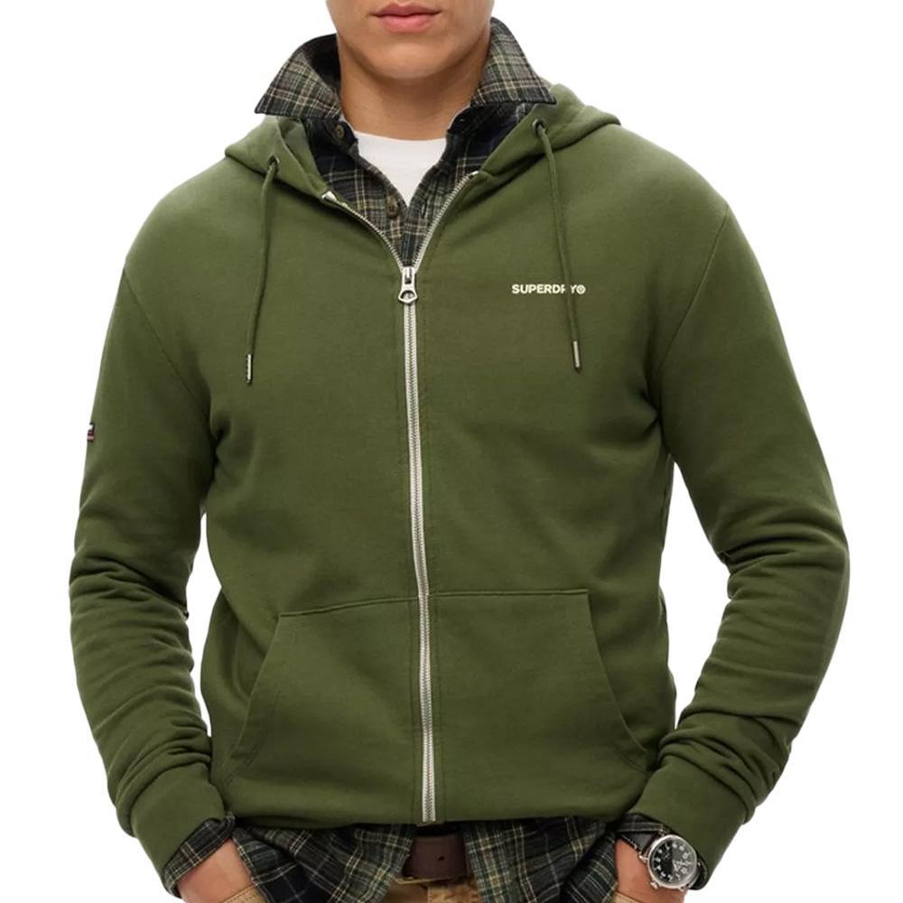 Superdry Men's Plain Khaki Zip-Through Hoodie