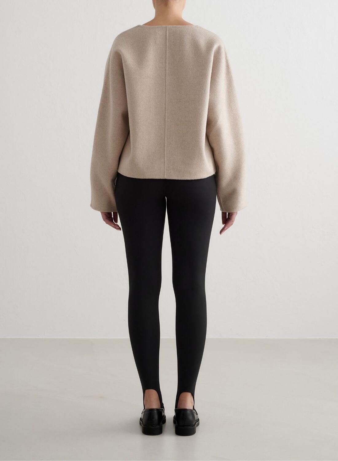 Femme Sweat-shirt en Laine à col en V Beige Foncé 4/6