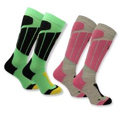 Chaussettes de ski enfant -Laine mérinos Climayarn -Chaudes et Confortables -2pk