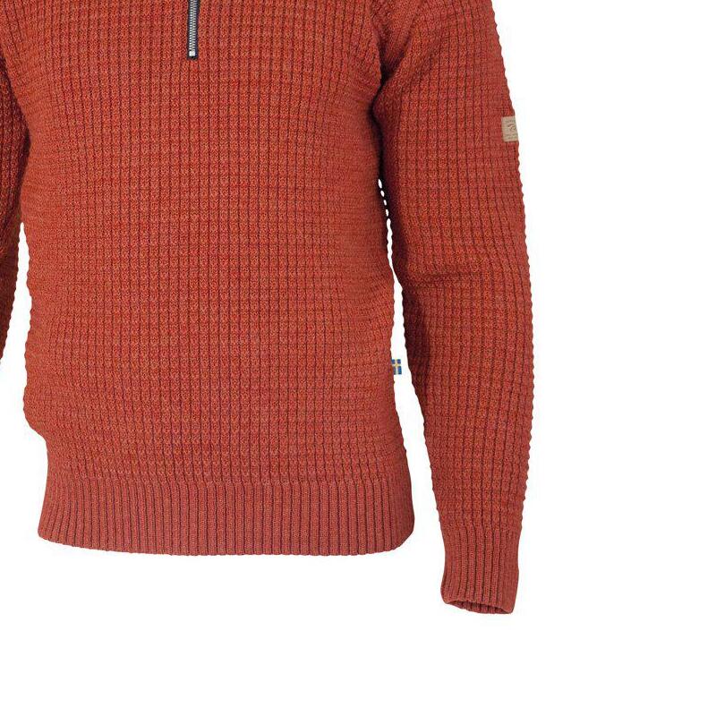 Pull Moritz Half Zip Red Clay – 100% Laine – Rouge 3/5