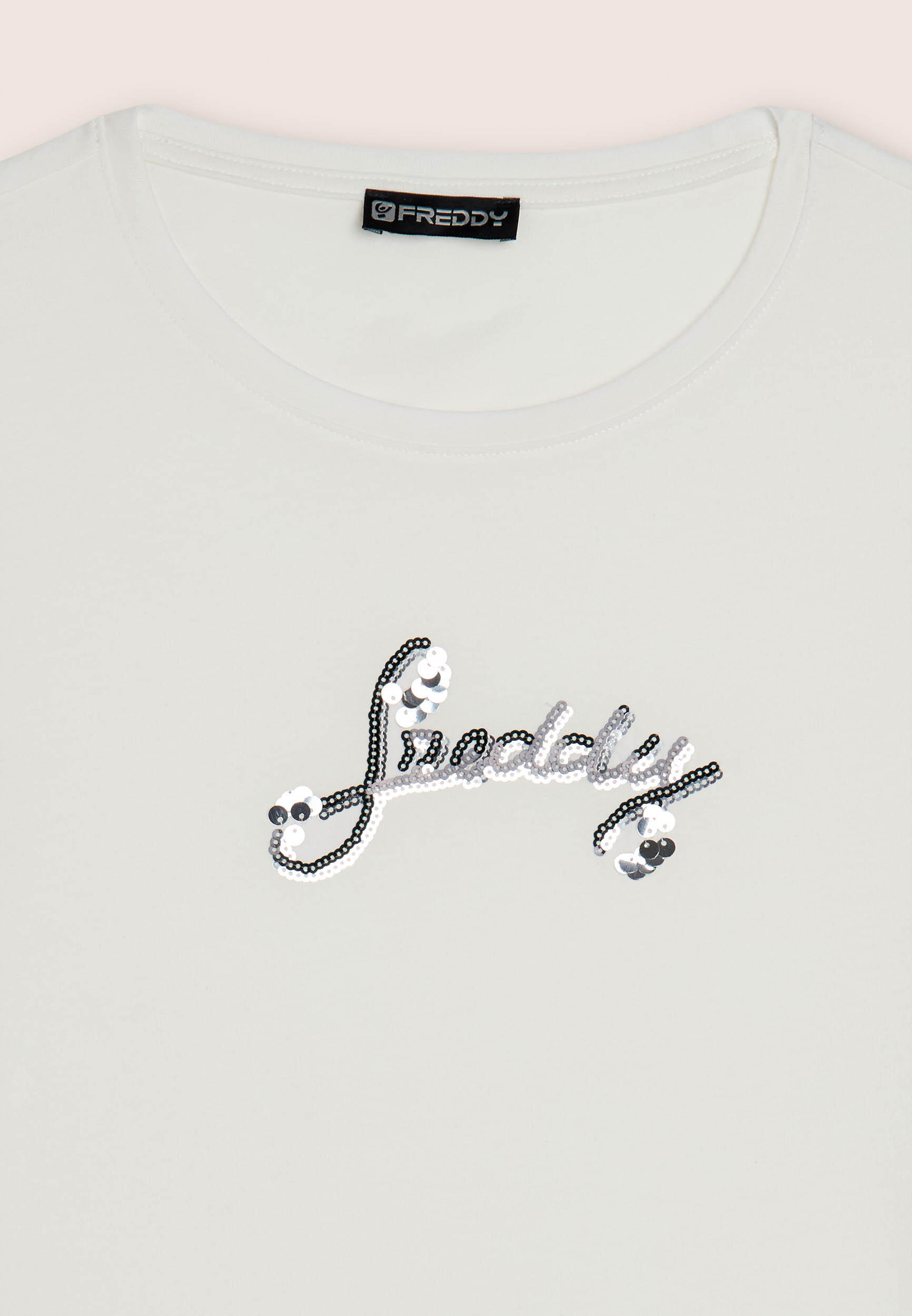 T-shirt en coton Supima avec logo en paillettes bicolores 3/3