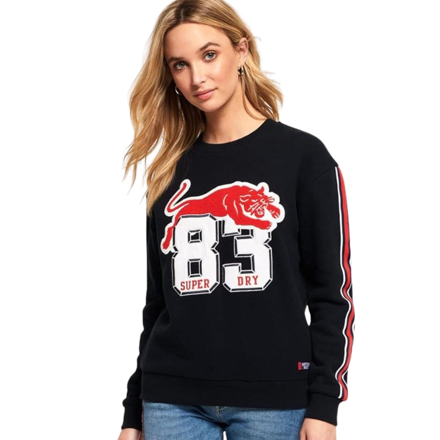 Superdry - Pull De Randonnée Superdry Pour Femmes Emilie Applique Crew - Sweat-shirt - Bleu|rouge - Decathlon