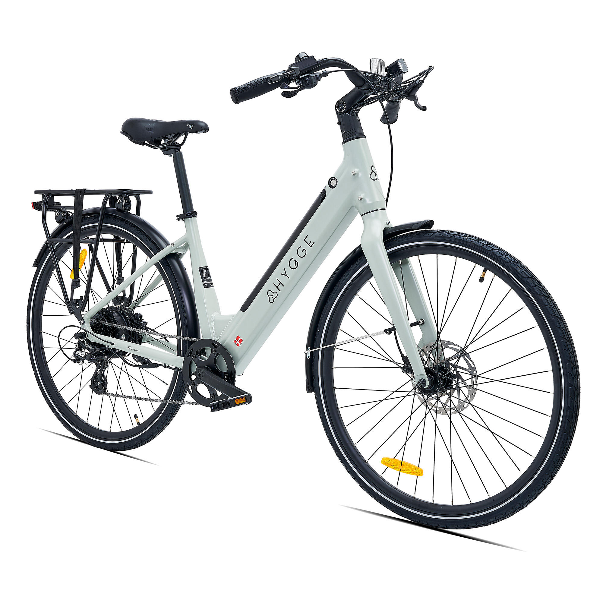 HYGGE BIKES Nivo Commuter 2025 – E-Bike urbana com bateria Samsung 48V 14Ah – Cinzento Musgo