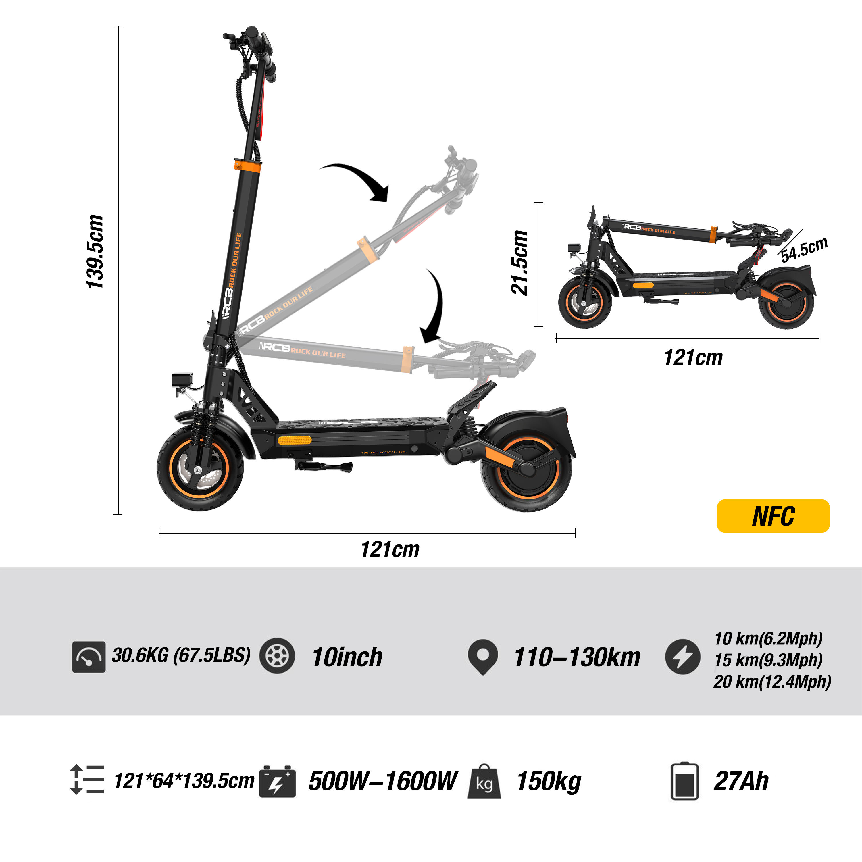 RCB E-Scooter D5PRO Ultra 27Ah mit NFC & Blinkern (110-130 km) 6/6