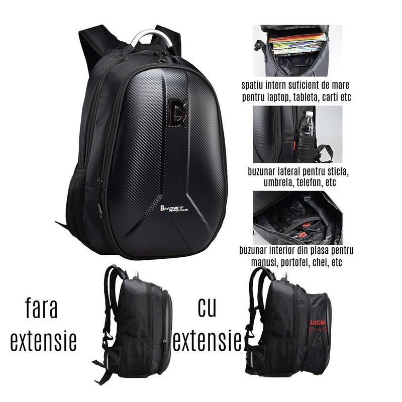 Rucsac Moto, protectie carbon, spatiu casca, Usb, extensie
