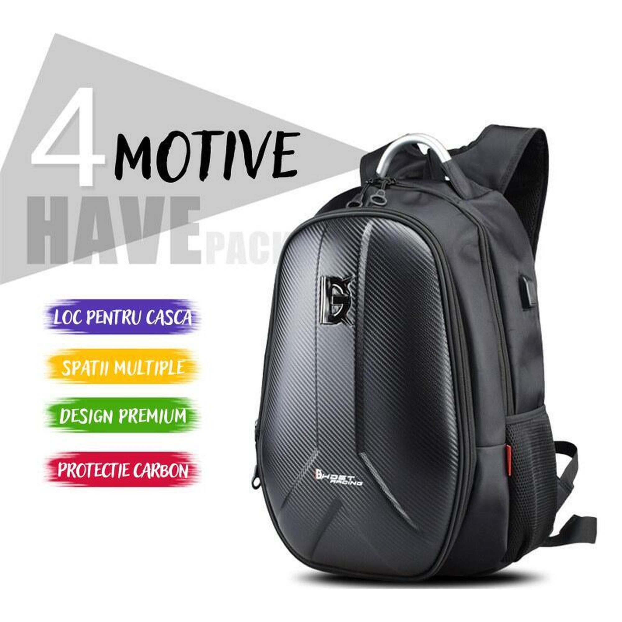 Rucsac Moto, protectie carbon, spatiu casca, Usb, extensie